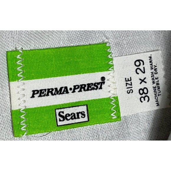 Sears Perma-Prest Pants Vtg Green Chino Trousers Professional Work Mens 38x29 - Picture 3 of 12